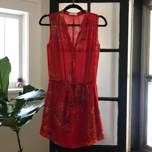Babaton XS red floral mini dress super lightweight